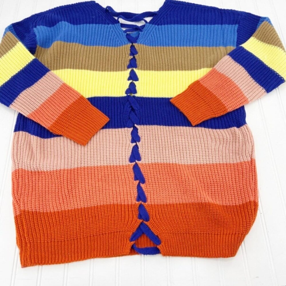 Carole Christian Womens Pullover Striped Acrylic Sweater Size Medium Rainbow